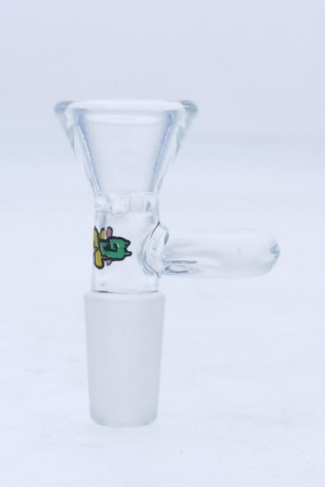 Thick Ass Glass Rasta Tie Dye Bong Slide with Screen and Handle, Clear Glass, Side View