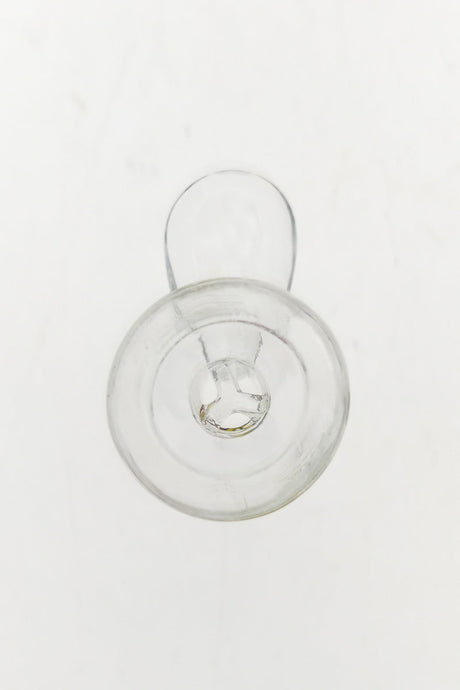 TAG clear glass bong bowl with built-in screen and handle, front view on white background