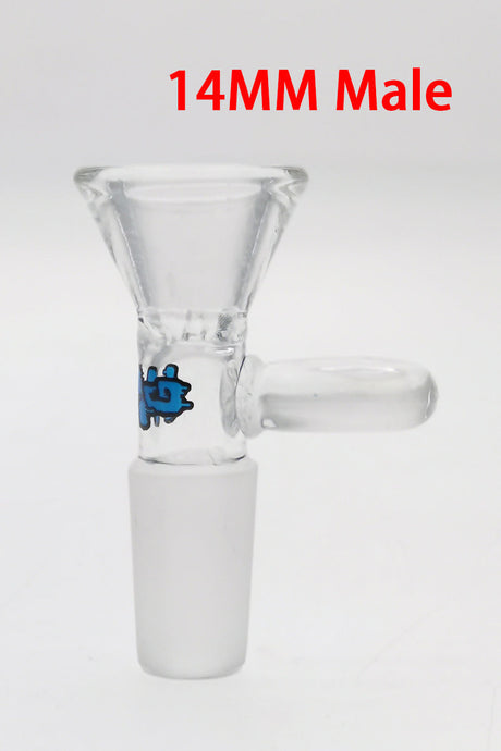 TAG Rasta Colored Glass Bong Bowl with Built-In Screen and Handle, 14mm Male Joint