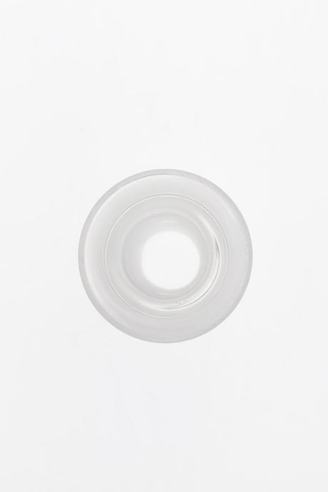 TAG Compact Adapter top view, 28MM to 18MM joint size, clear glass, for bong customization