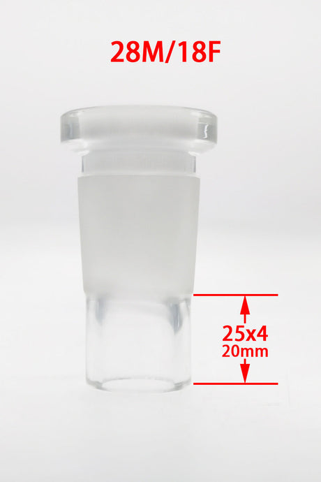 TAG Compact Glass Adapter, 28MM Male to 18MM Female, Clear, Front View