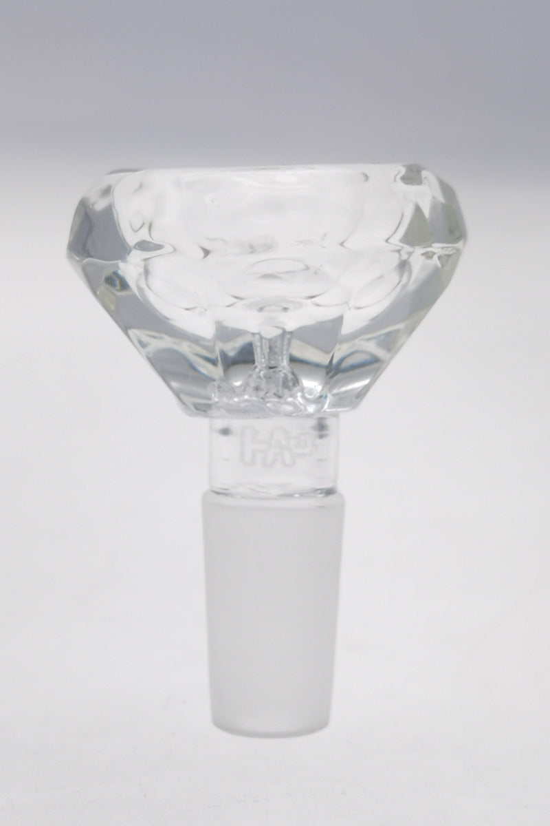 TAG Diamond Slide - Clear Glass Bong Bowl with 14mm Female Joint - Front View
