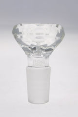 TAG - Diamond Slide front view, clear glass bong bowl with frosted joint, fits 14-18mm