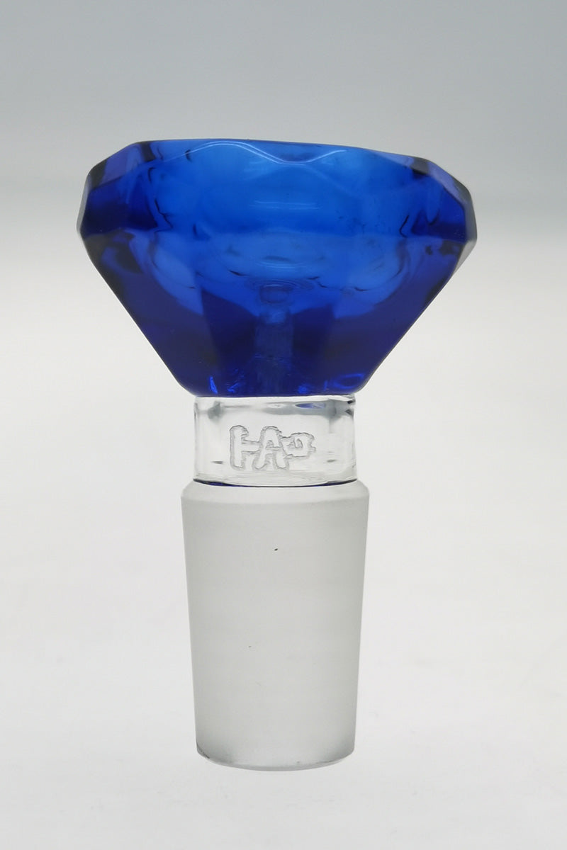 TAG - Diamond Slide Bong Bowl in Blue - Front View with Thick Ass Glass Logo