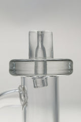TAG Quartz Banger Carb Cap with Directional Air-Flow and Handle, Clear, Close-up Side View