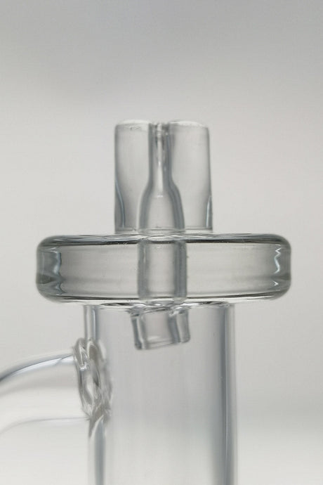 TAG Quartz Banger Carb Cap with Directional Air-Flow and Handle, Clear, Close-up Side View