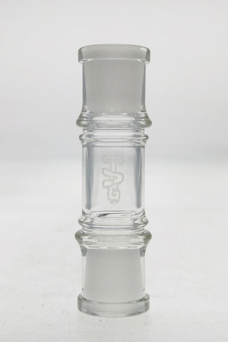 TAG Double Female Fitting Adapter for Bongs, 14mm to 14mm, Clear with Laser Engraved Logo