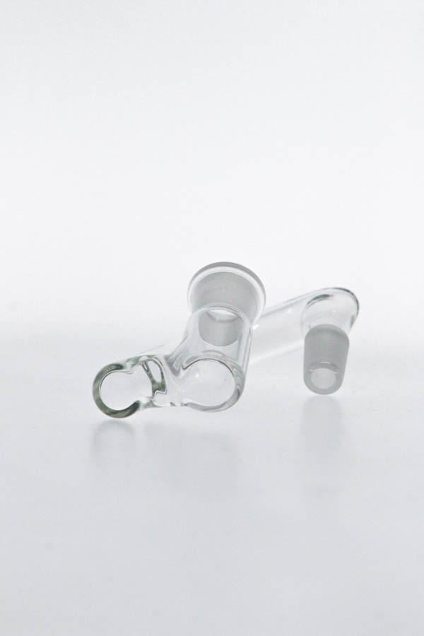 TAG Drop Down Adapter with a 1" Drop, Male to Female joint, clear glass, side view