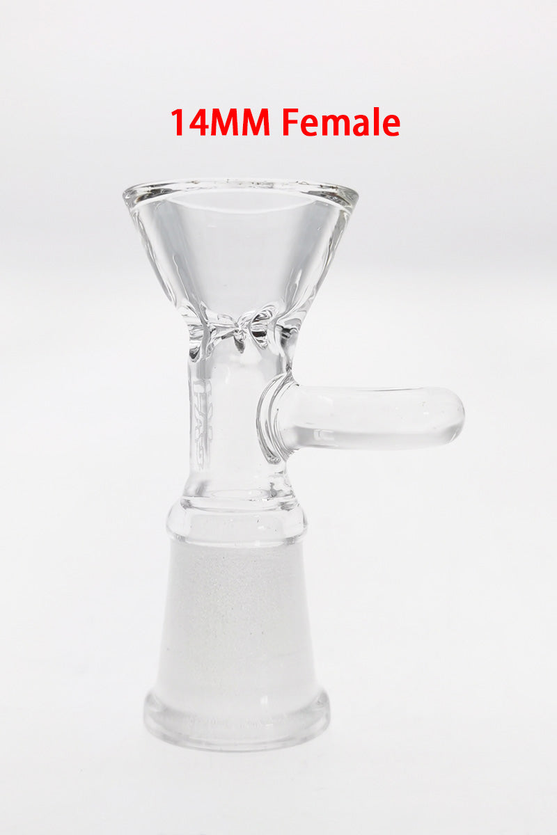 TAG 14mm Female Bong Bowl with Built-In Screen and Handle on White Background