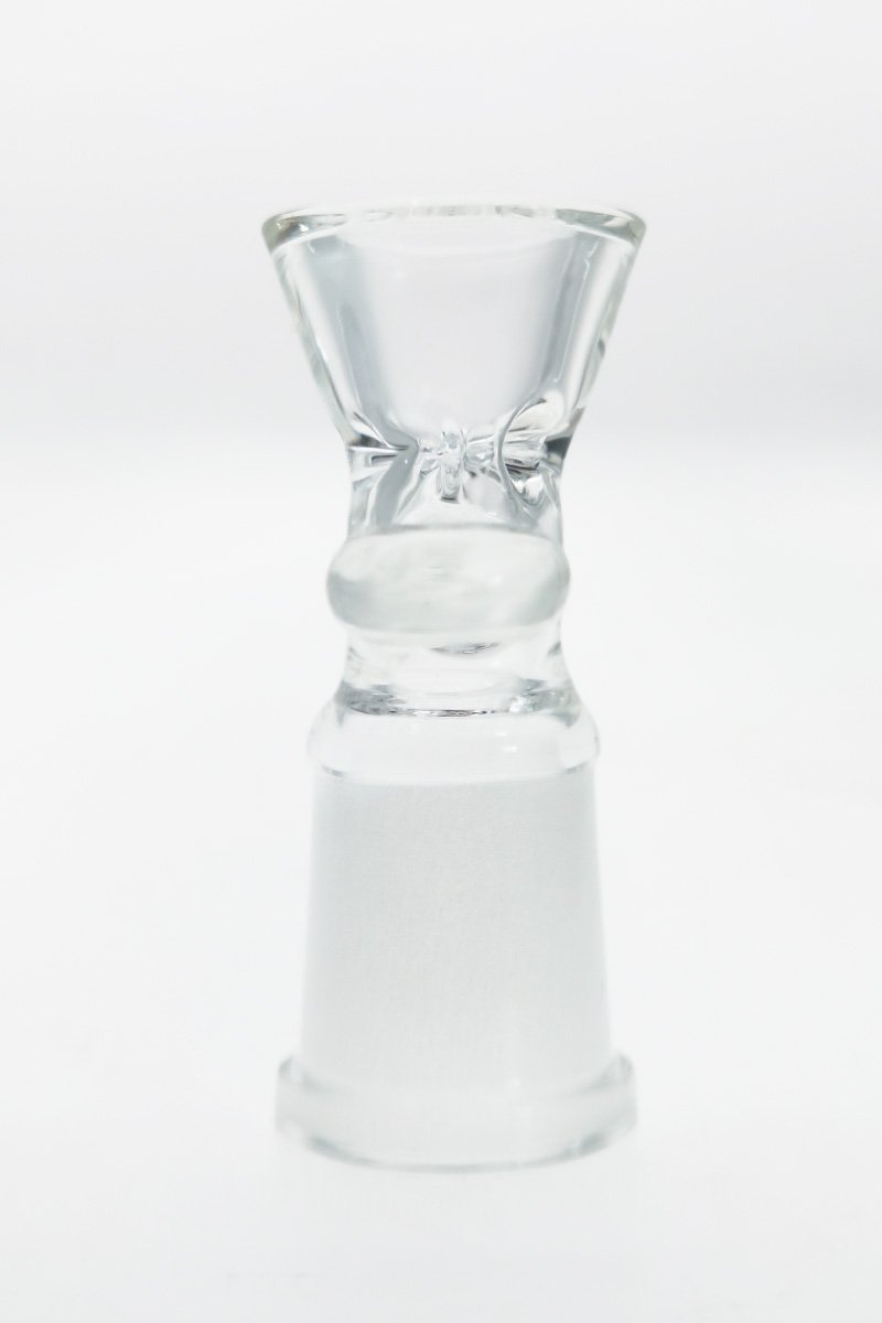 TAG - Clear Glass Female Bong Bowl with Built-In Screen and Handle - Front View