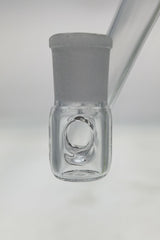 TAG Quartz Drop Down Adapter with 14mm Female Joint, Front View on Seamless White
