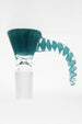 TAG Horn Handle Single Hole Slide in Cyan, 14MM Male Joint, for Bongs - Front View