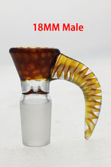 TAG 18MM Male Horn Handle Slide with Amber Honeycomb Silver Fume Design for Bongs