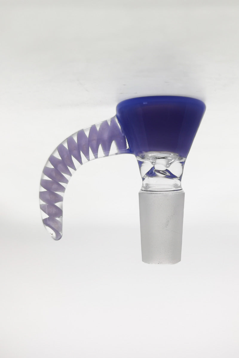 TAG Quartz Bong Bowl with Horn Handle in Purple - Front View for 14-19mm Joints