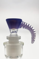 TAG Horn Handle Single Hole Slide in Purple for Bongs, Quartz Material, Side View