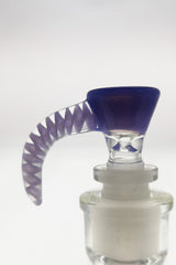 TAG Horn Handle Single Hole Slide in Purple for Bongs, Quartz Material, Close-up Side View