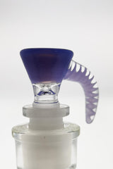 TAG Quartz Bong Bowl with Purple Horn Handle, Female Joint, Close-up Side View