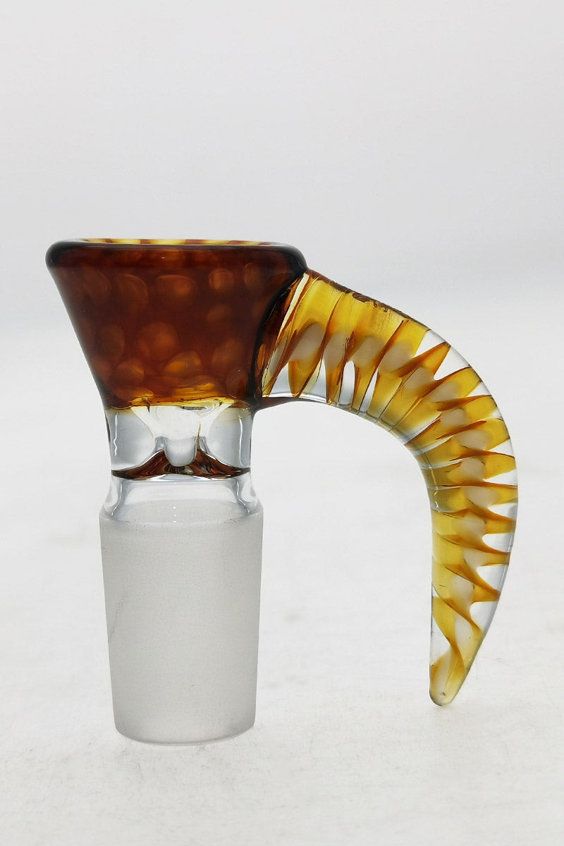 TAG Quartz Horn Handle Single Hole Slide for Bongs, 14mm Female Joint, Front View