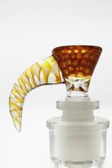TAG Quartz Horn Handle Bong Bowl with Single Hole, 14mm Female Joint - Close-Up Side View