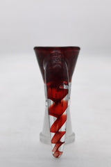 TAG Horn Handle Single Hole Slide for Bongs, Red Swirl, Quartz, Front View