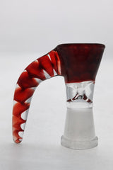TAG Horn Handle Single Hole Slide for Bongs, Quartz Material, Red Swirl, Side View