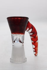 TAG Quartz Horn Handle Bong Bowl in Red, Single Hole Slide, Side View, 14mm Female Joint
