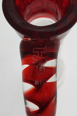 TAG Horn Handle Single Hole Slide in Red Swirl, Thick Ass Glass, Close-Up Side View