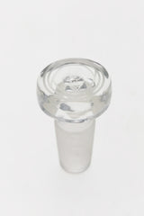 TAG - Clear Glass Joint Stopper Plug Adapter for Bongs, Front View on White Background