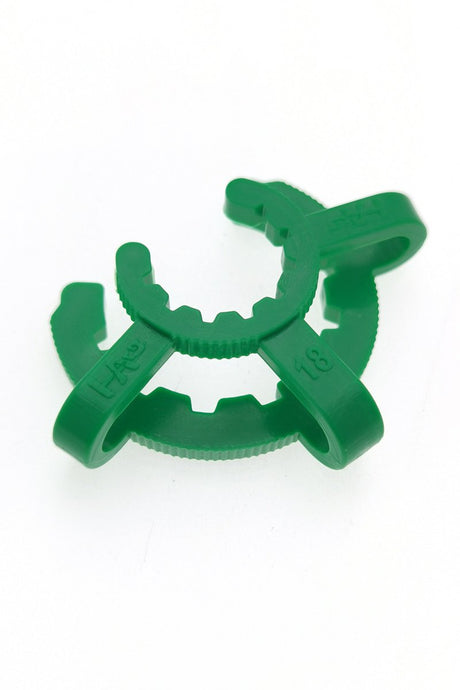 Green TAG Keck Clip for 18MM Joints - Front View on Seamless White Background