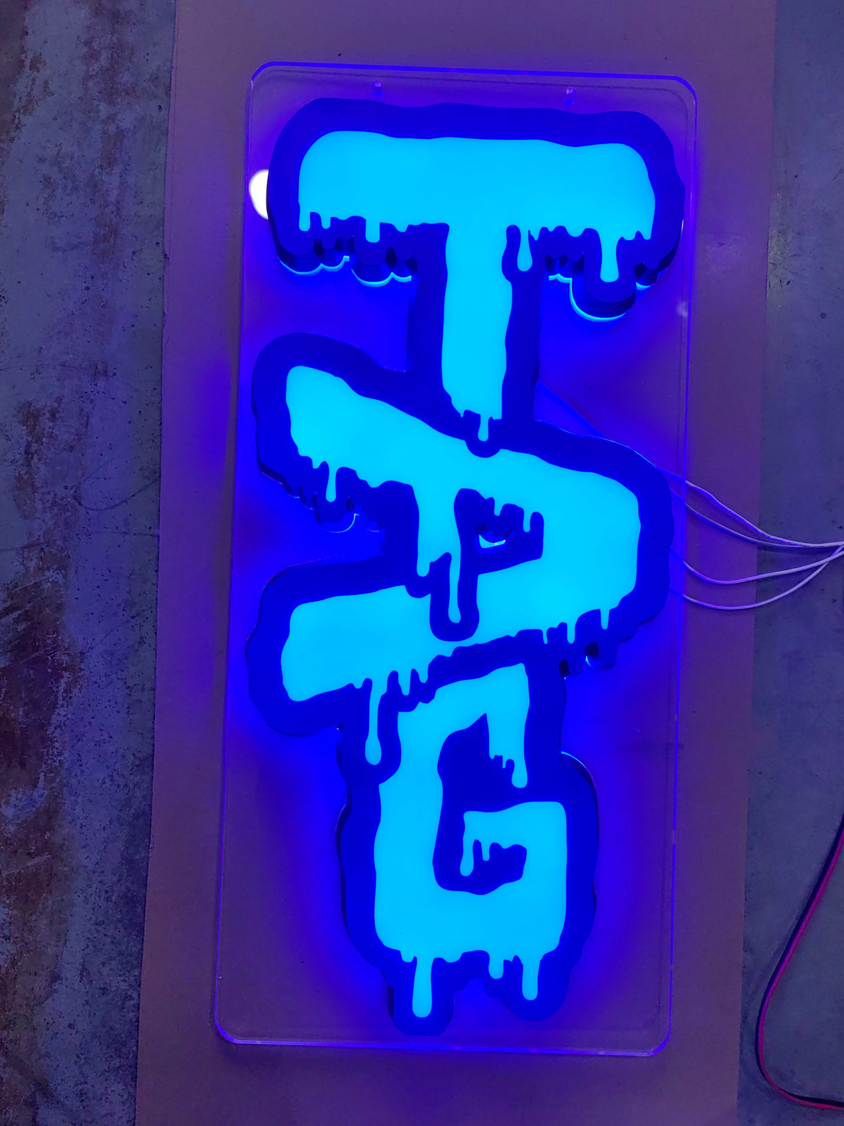 TAG - Blue LED Sign by Thick Ass Glass, Wall-Mountable, 290MM x 620MM
