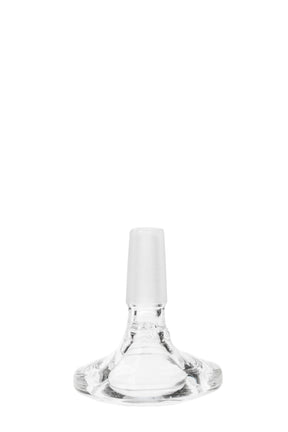 TAG 10MM Male Lowrise Rim Handle Slide, clear glass bong bowl, front view on white background