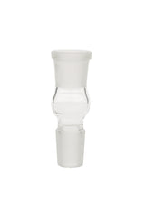 TAG clear quartz male to female adapter extender for bongs, compact design, front view on white background