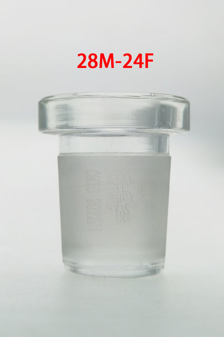 TAG 28mm Male to 24mm Female Compact Glass Adapter for Bongs - Clear with Engraved Logo