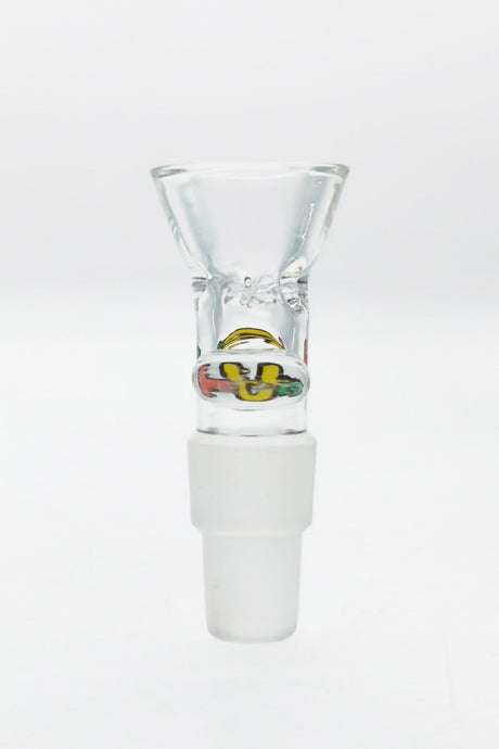 TAG Rasta Colored Multi Fitting Male Slide with Pinched Screen and Handle for Bongs - Front View