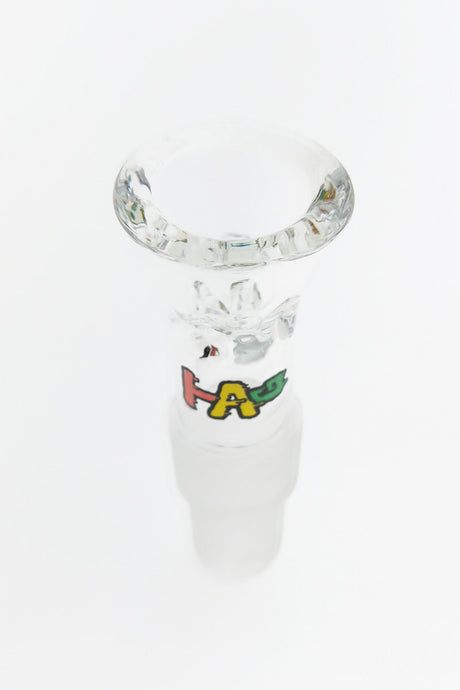 Thick Ass Glass Rasta 14/18MM Male Bong Slide with Screen & Handle, Front View