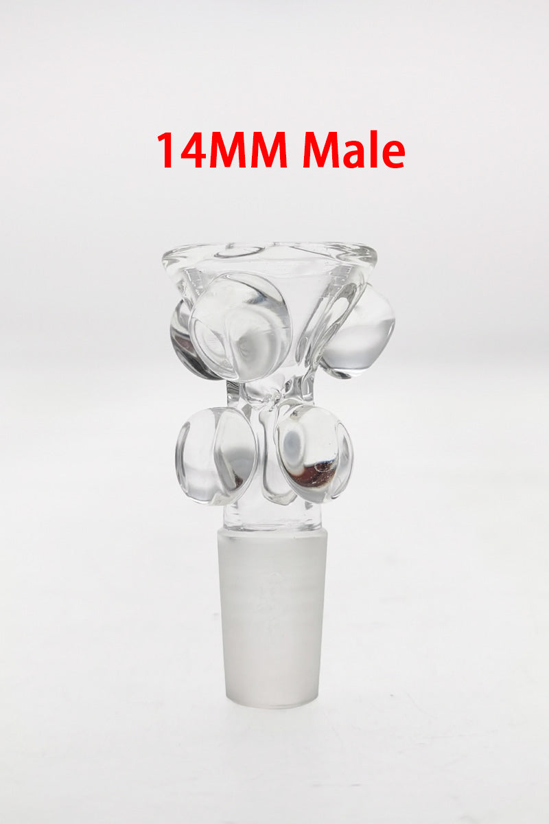 TAG Multi Marble Water Pipe Slide, 14MM Male, Clear with Wavy Laser Logo, Front View