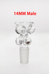 TAG Multi Marble Water Pipe Slide, 14MM Male, Clear with Wavy Laser Logo, Front View