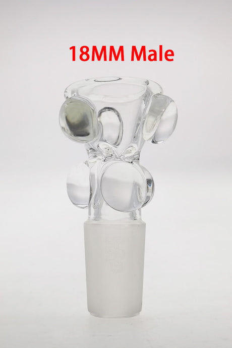 TAG 18MM Male Multi Marble Water Pipe Slide, Clear with Laser Engraved Logo, Front View