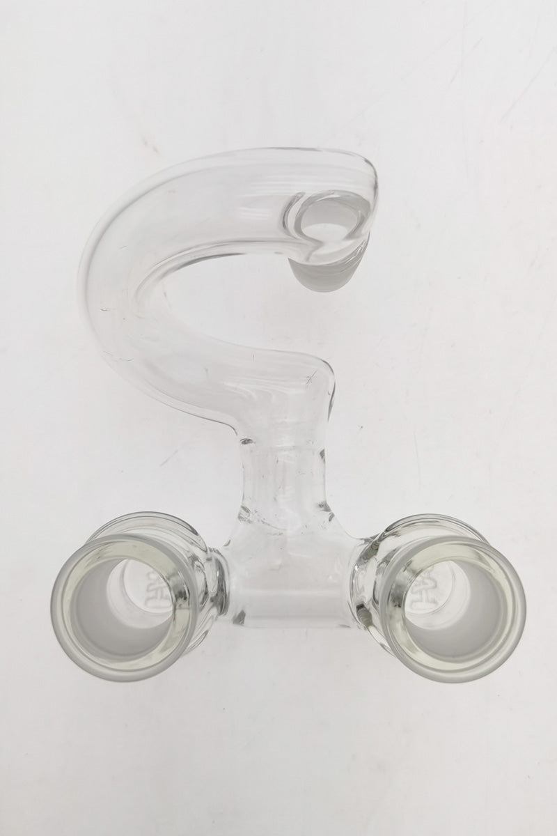 TAG No Drop Double Joint Shifter Adapter for Bongs, Clear Glass, Front View