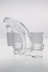 TAG No Drop Double Joint Shifter Adapter for Bongs, Clear Glass, Side View