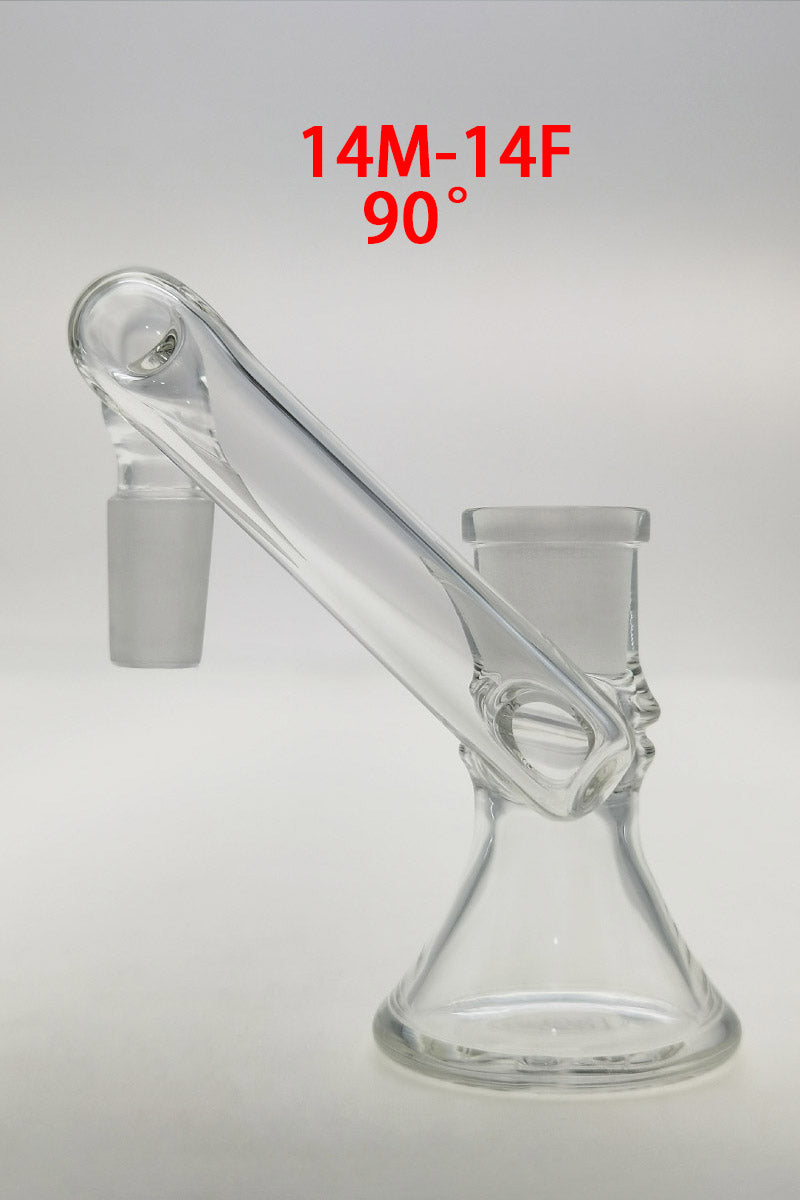 TAG Quartz Non-Diffusing Dry Ash Catcher Adapter, 14MM Male to 14MM Female, Clear, Side View