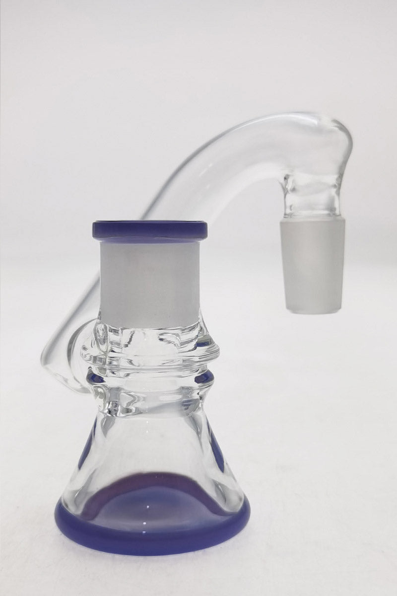 TAG Quartz Ash Catcher Adapter with Purple Accents, 18MM Male to Female, Side View