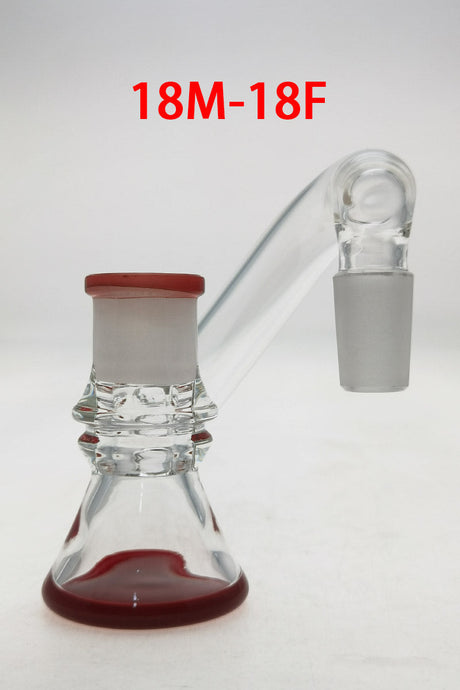 TAG Quartz Non-Diffusing Dry Ash Catcher Adapter, 18MM Male to Female, Red Accents, Front View