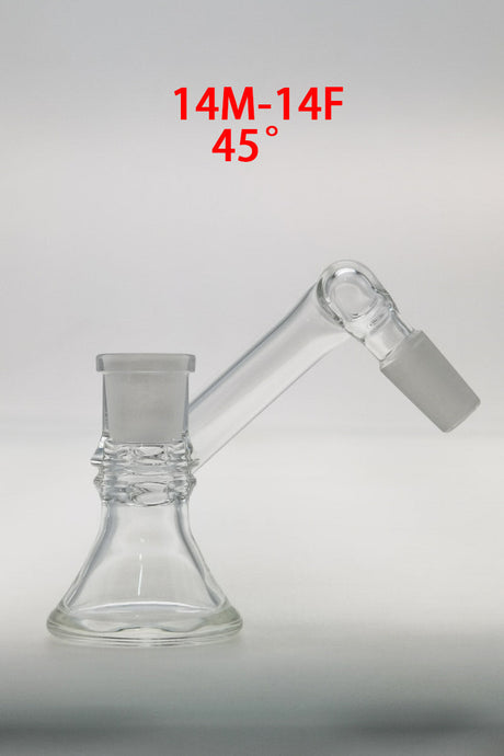 TAG Quartz Ash Catcher Adapter, 45 Degree, 14MM Male to 14MM Female, Clear Glass