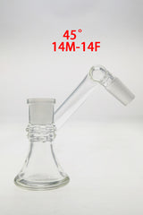 TAG Quartz Non-Diffusing Dry Ash Catcher Adapter, 45° Angle, 14M-14F Joint Size, Side View
