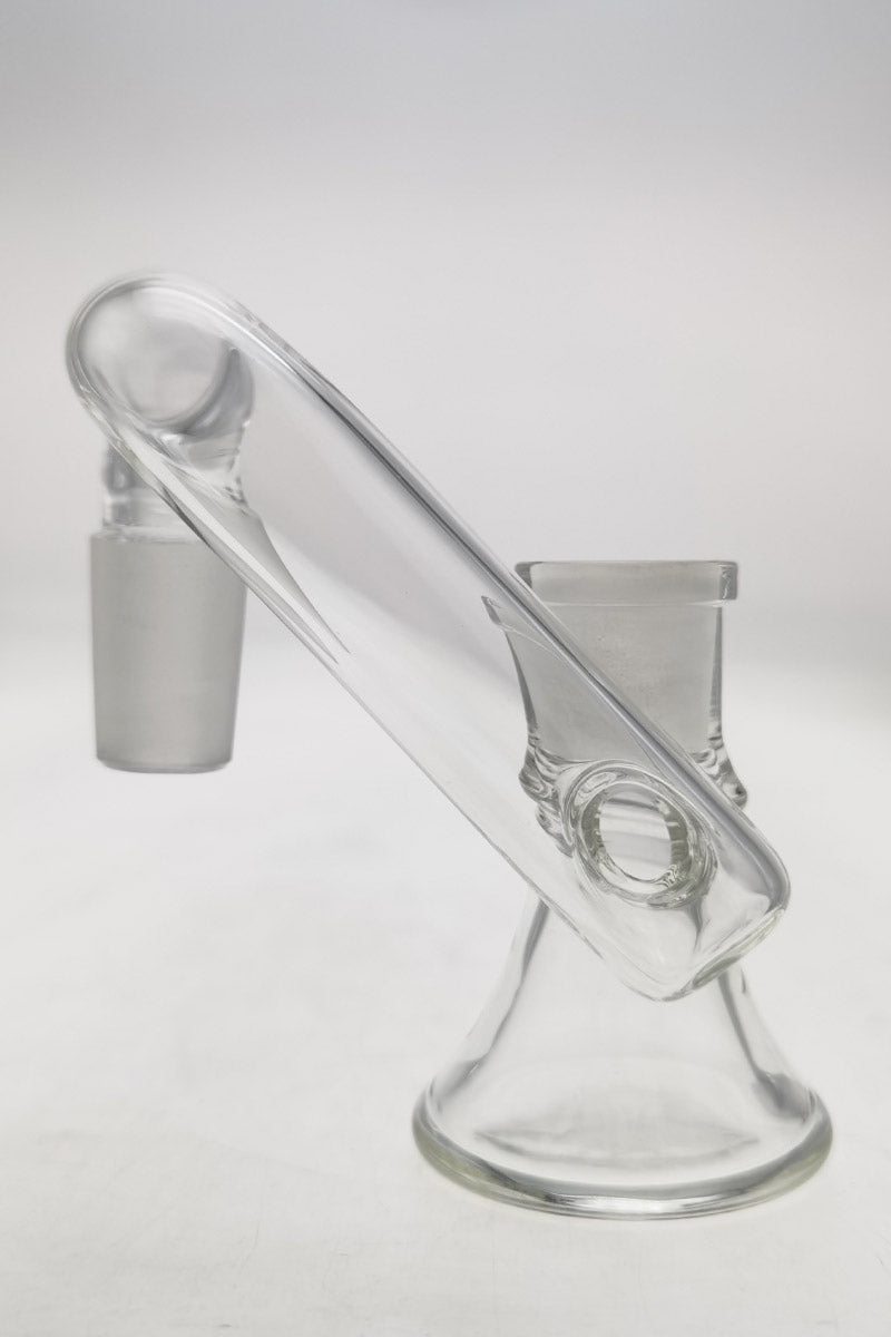 TAG Quartz Non-Diffusing Dry Ash Catcher Adapter at an angled side view for bongs