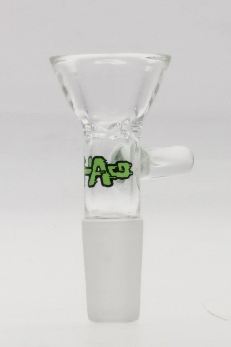 TAG Pinched Screen Slide with Handle for Bongs, 14mm Tie Dye Design, Front View
