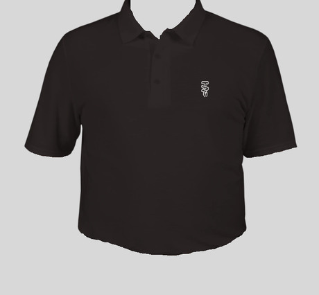 TAG - Polo Shirt - Black with White Label Logo, Front View, Size Small