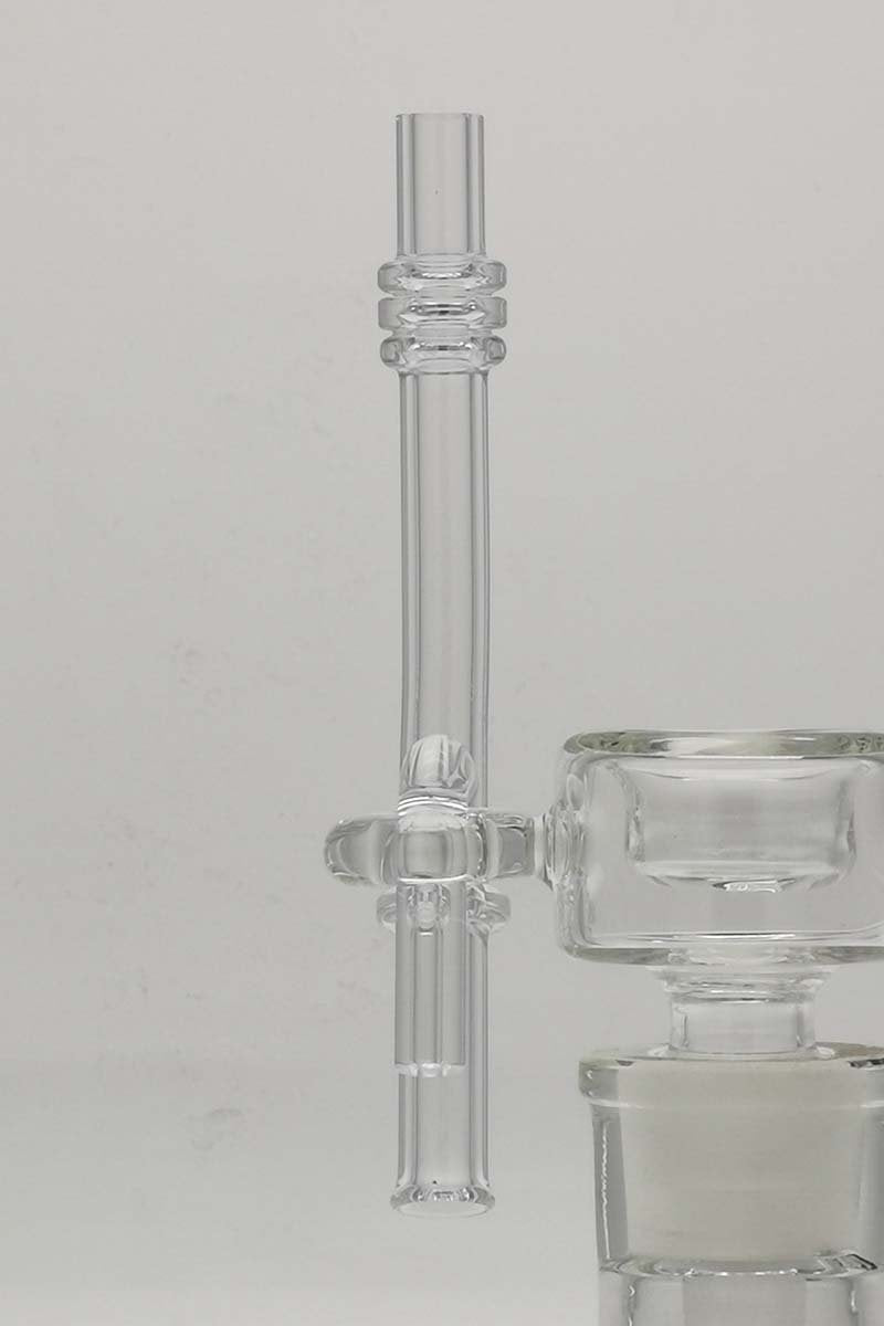 TAG - Quartz Dab Pump Replacement Nail, clear quartz, side view on seamless white background