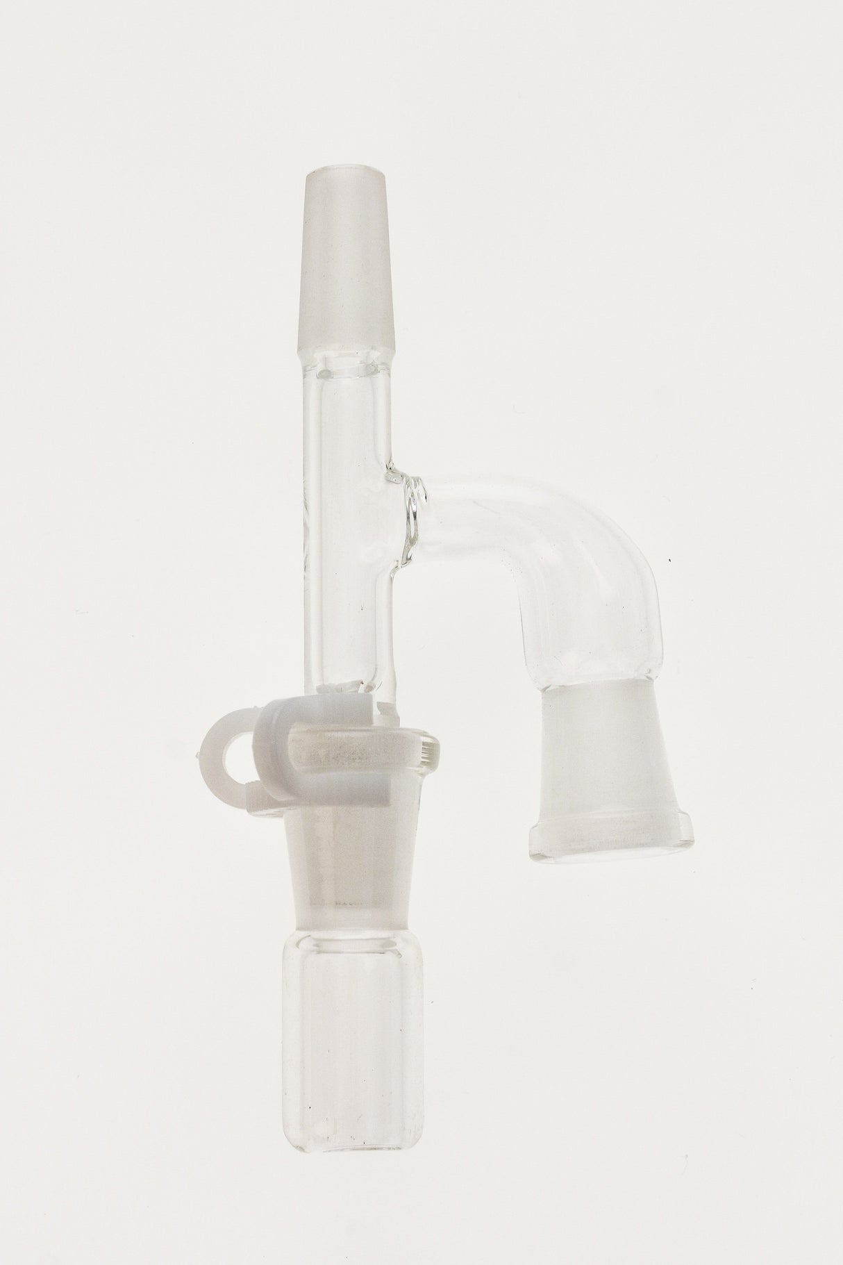 TAG Reclaim Adapter with Dish & Clip for Bongs, Female Joint, Clear Glass, Front View